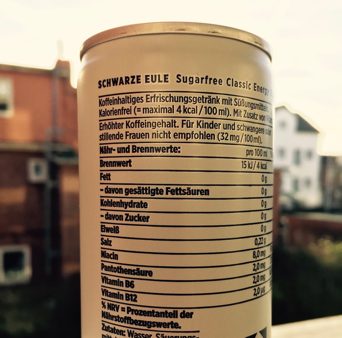 Schwarze Eule Sugarfree classic Energy-Drink Nährwerte