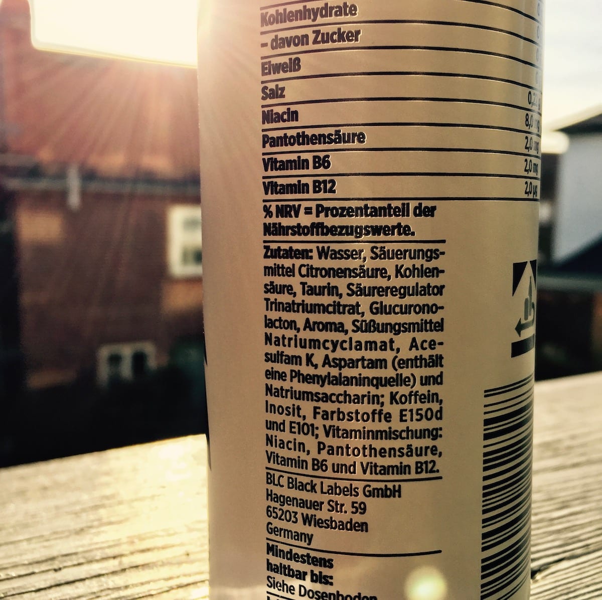 Schwarze Eule Sugarfree classic Energy-Drink Zutaten