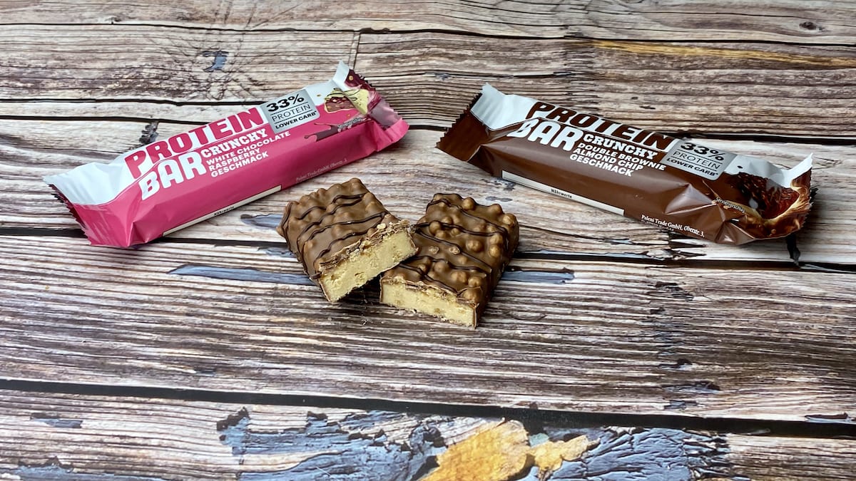 Lidl Proteinriegel Test - Lidl Protein Bar Crunchy 3 Aufgeschnittener Proteinriegel von Lidl